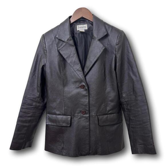 Genuine Leather Vintage Womens Brown Jacket Blazer Coat 80s 90s - Picture 1 of 11